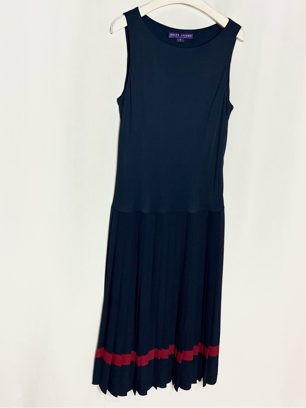 Ralph Lauren Purple Label Collection Silk Drop Waist Pleated Midi Dress